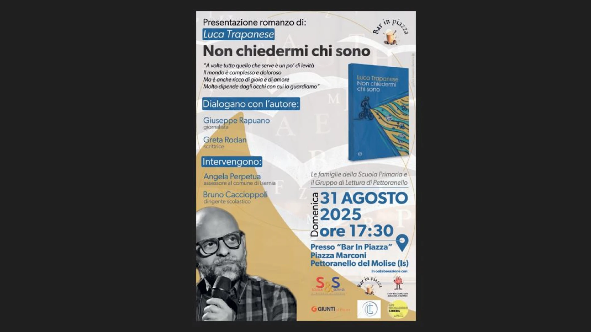 Pettoranello del Molise: il 31 agosto lo scrittore Luca Trapanese presenta il romanzo “Non chiedermi chi sono”.